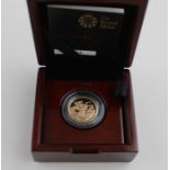 A 2015 Elizabeth II gold proof sovereign, fifth portrait, in capsule in Royal mint wooden case