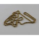 An 18ct. gold rope chain, impressed "750", length 80cm. (49.5g)