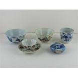 A collection of five Chinese Qing dynasty period porcelain in items to include late 17th/ early 18th