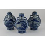 A collection of three Chinese 19th cent porcelain Moonflasks (3)