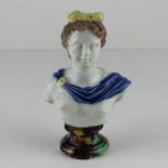 An 18th cent creamware portrait bust raised on whealdon style glaze socle