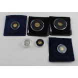 A collection of Elizabeth II gold commemorative coins, to include; a 2009 Alderney "50th Anniversary