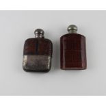 A silver mounted and crocodile skin bound glass hip flask, by William Hutton & Sons Ltd, assayed