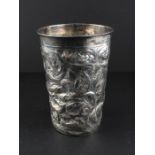 A large 17th century Swedish Baroque period silver beaker*, of reverse tapered circular form, the