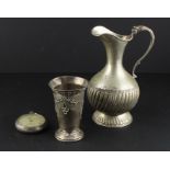An Israeli kiddush silver goblet, of reverse tapered circular form, having applied and engraved
