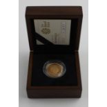 An Elizabeth II 2010 gold proof sovereign, in capsule in Royal Mint wooden box with certificate.