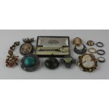 A collection of Celtic and other costume jewellery, to include; a silver kilt pin with stone set
