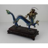 A Chinese white metal and cloisonne enamel "dancing dragon", 20th century, having cloisonne