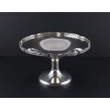 A silver circular tazza, assayed Birmingham 1928, makers mark rubbed, having lobed and pierced