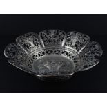 A Continental white metal bowl, late 19th or early 20th century, having lobed and flared rim of