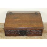 An 18th century English bible box together with a tea caddy and cutlery