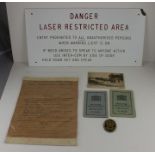 A collection of WWII memorabelia; to include; two British national Registration Identity cards, both