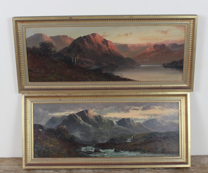 Aubrey Ramus (British 1895-1950), "Highland Loch at Sunset" and "Highland River in Spate", a pair,