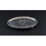 A George III silver oval tea pot stand/small salver, by Timothy Renou, assayed London 1794, with