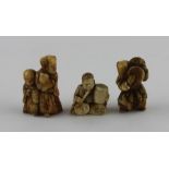 A collection of three 19th century Meiji period netsuke