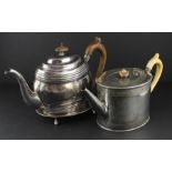 A George III silver tea pot, by Solomon Hougham, assayed 1800, of oval form, having flush hinged