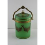 A Murano Cedenese green glass ice pail and cover, c.1960, of circular form, with gilt leaf and fruit