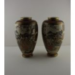 A Pair of jMeiji period Japanese Satsuma vases seal marks to base,  perfect condition H 25CM EACH