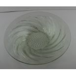 An R.Lalique "Poissons" shallow opalescent glass bowl, the exterior moulded with spiral of fish with