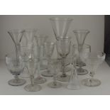 A Collection of 18th cent and later glasses with Mercury twist and a=wheel cut decoration
