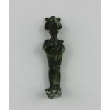 An Egyptian bronze shabti, with all over verdigris, height 128mm