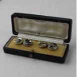 A pair of Continental 15ct. gold "Essex crystal" cuff links, of circular form, each cuff link having