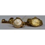 A ladies vintage 9ct gold Jaeger Le Coultre bracelet watch, dial diameter approx 15mm,