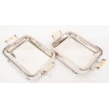 A pair early 20th Century silver-plate and copper rectangular serving dishes/bain marie,