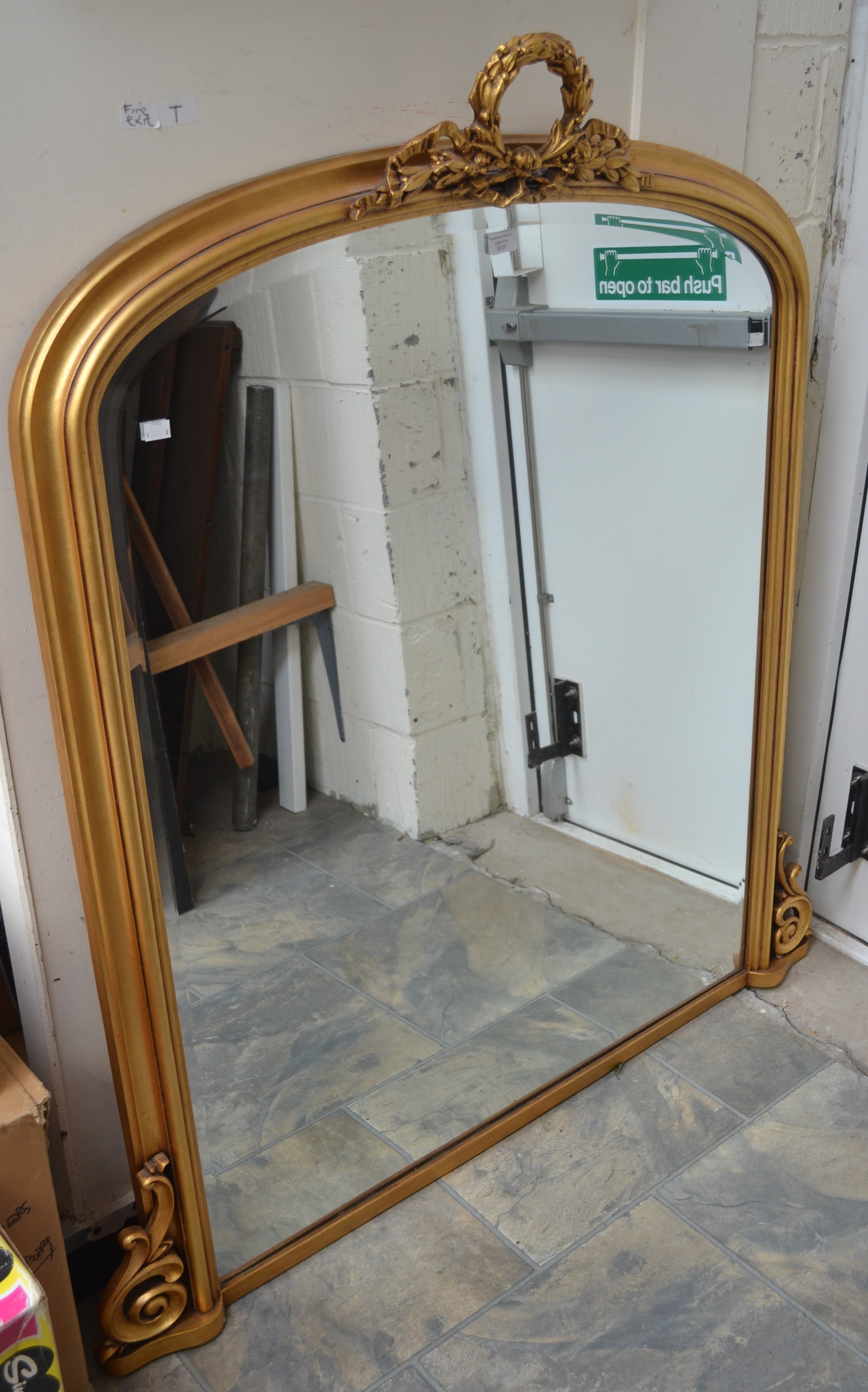 19th Century design gilt over mantle mirror