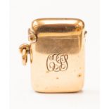 A 9ct gold miniature vesta case, Birmingham hallmark, monogrammed to the front,