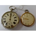 A gold plated Smiths pocket watch, along with a late Victorian silver key-wind fusee pocket watch,