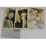 1940's autographed photographs and a letter Alice Faye Ginger Rogers etc (5)