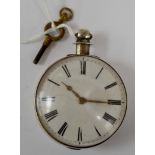 An early Victorian silver pair case pocket watch (lacking outer case),
