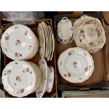 A quantity of 19th Century hand painted part dinner set,