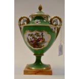 Chamberlain Worcester green ground vase and cover