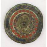 Roman Bronze & Millefiori Roundel A Roman bronze roundel inlaid with three concentric circles of
