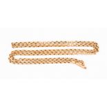 A circa 1900's 9ct rose gold belcher link chain, barrel clasp 5.