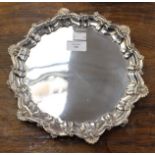 A late Victorian silver salver, Sheffield 1897, makers mark HW, pie crust edge, 524.7 grams / 16.