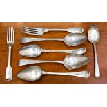 A collection of George III and later silver flatware,