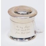 A silver lidded cylindrical box, Robert Chandler, Birmingham, 1903,