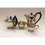 A Garrards silver plated four piece tea service, comprising teapot, hot water jug,