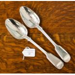 A pair of Victorian Fiddle and Thread pattern silver table spoons, London 1851,