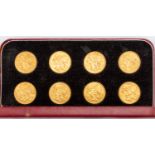 A boxed set of eight Victorian gold sovereigns comprising The Victoria Jubilee set of seven coins