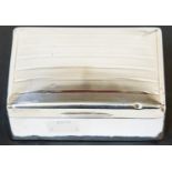 A George V silver mounted cigarette box, rectangular plain body,