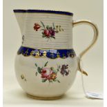 A Derby porcelain jug, circa 1777-84, bulbous form with ribbed neck,