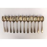 Two sets of six George III silver tea spoons, both sets by Peter and William Bateman,
