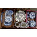 Collection of late 18th & 19th Century blue and white plates, bowls, jugs, ginger jars,