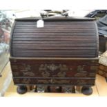 Indian writing/collectors wooden cabinet with drawers and tambour opening