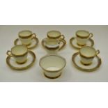 Plant Tuscan china coffee set; five saucers, five cups,