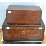 A Victorian walnut veneered writing slope, fitted interior,